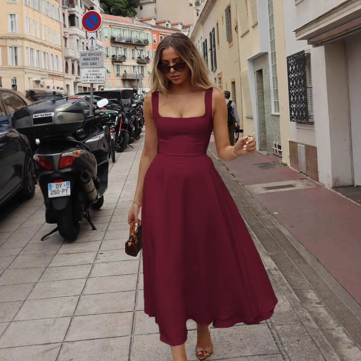 Maxikleid A-Linie mit quadratischem Ausschnitt