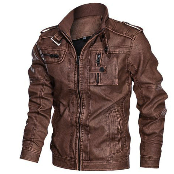 Herren robuste Kunstlederjacke im Military-Stil Drune
