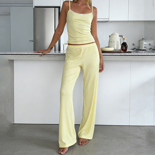 Damen Lounge-Anzug mit elegantem Spaghetti-Trägertop und weitem Schnitt Drune