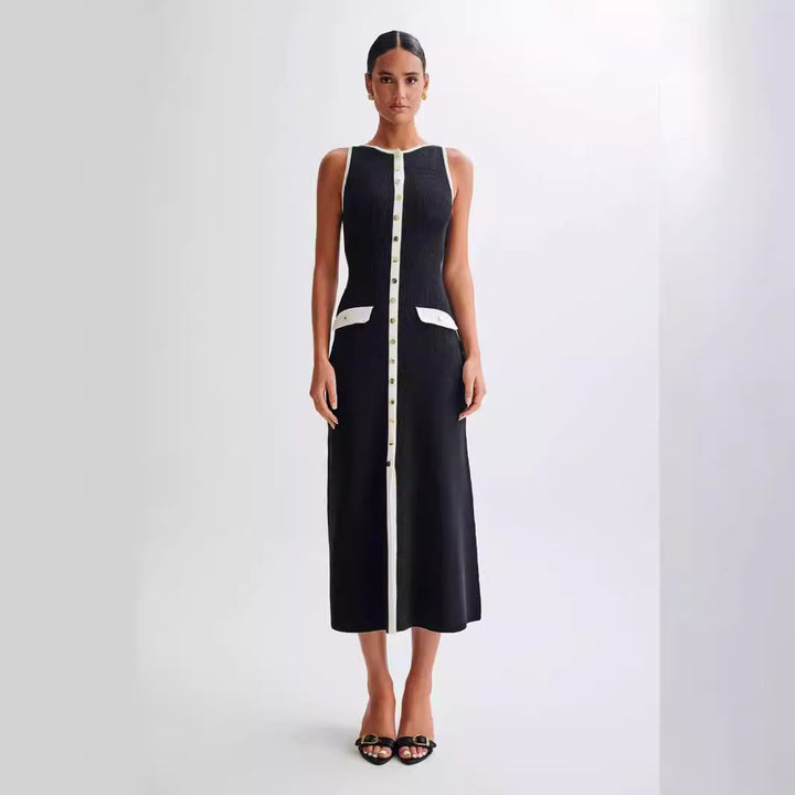 Damen Strick-Maxikleid mit durchgehendem Knopfverschluss Drune