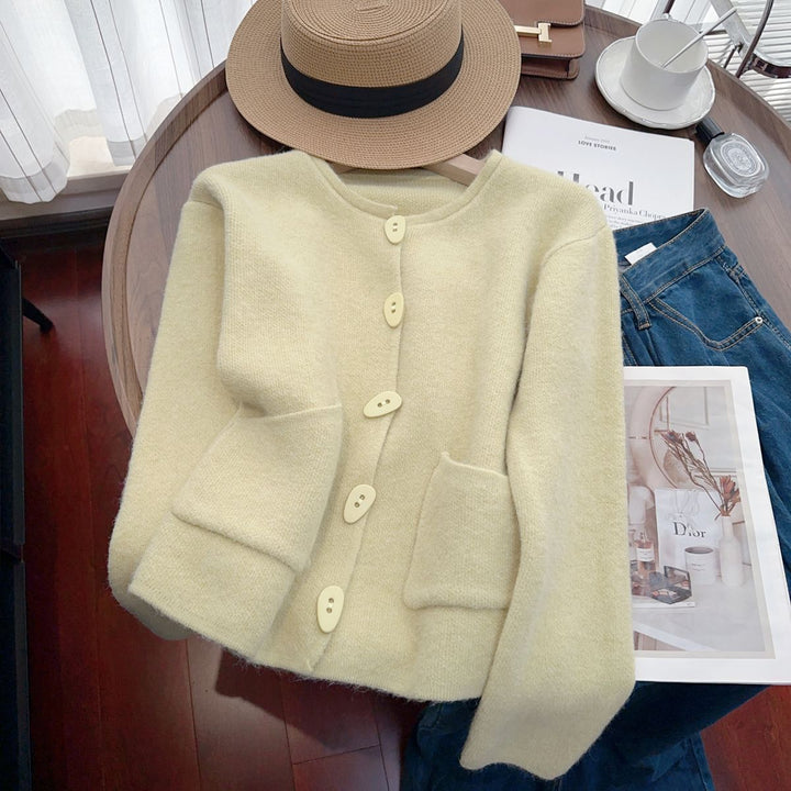 Damen Kuschelige Strickjacke mit Zierstichen Drune