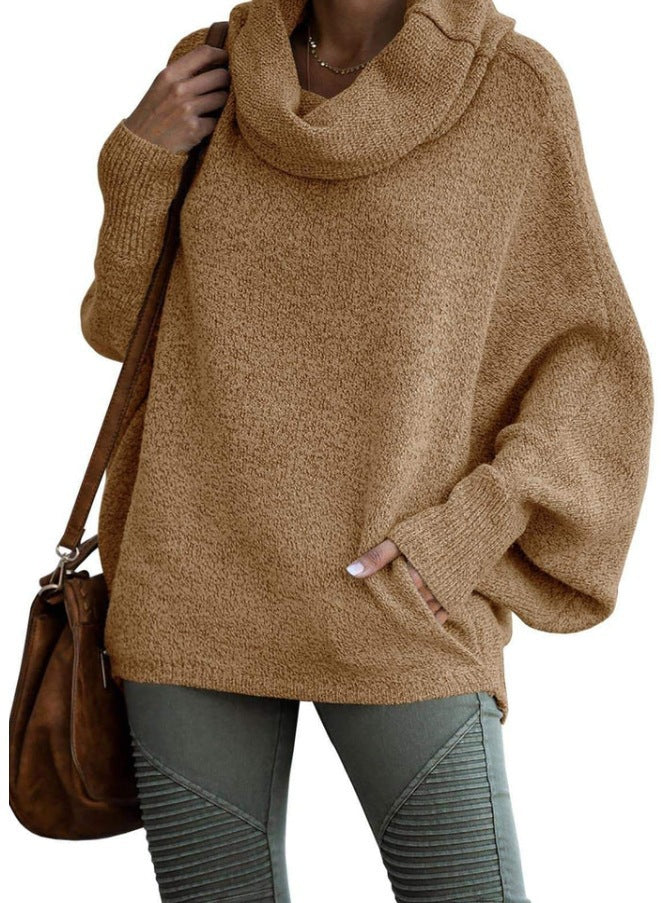 Damen lässiger Rollkragenpullover mit weit geschnittenen Ärmeln Drune