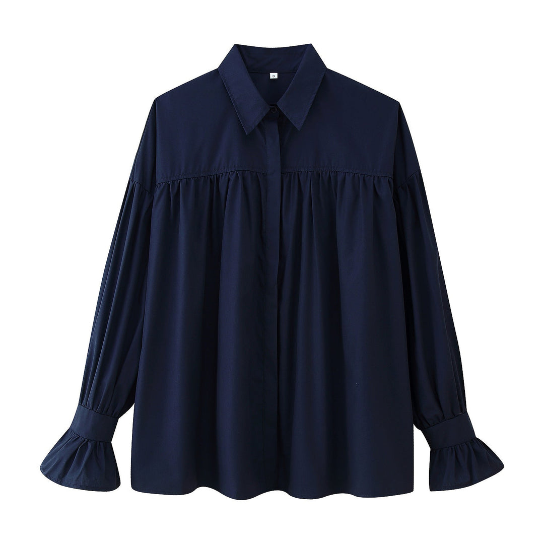 Damen elegante Bluse mit Rüschendetails Drune