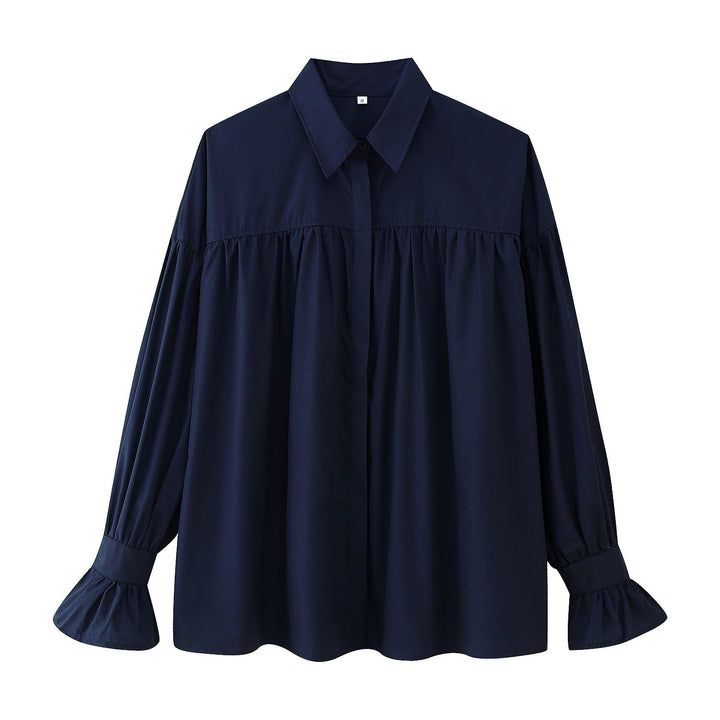 Damen elegante Bluse mit Rüschendetails Drune