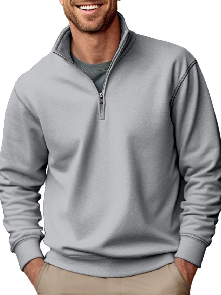 Herren nan Halbzip-Sweatshirt mit Stehkragen und weichem Fleece-Innenfutter Drune
