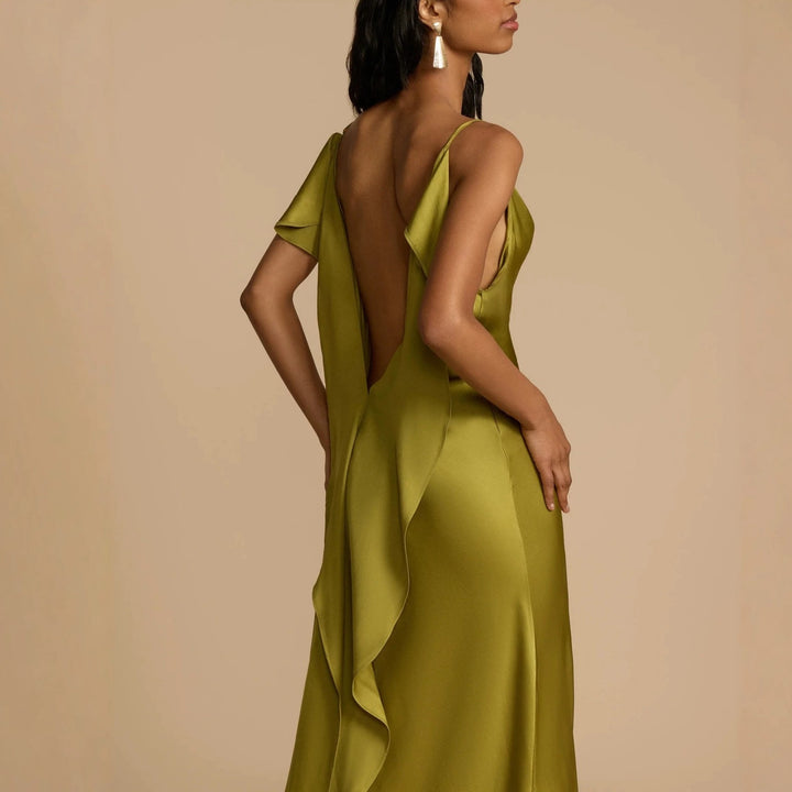Damen Elegantes Maxikleid mit tiefem Ausschnitt und seitlichem Schlitz Drune