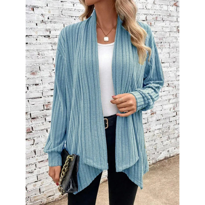 Damen Gestreifter Cardigan mit offenem Schnitt und langen Ärmeln Drune