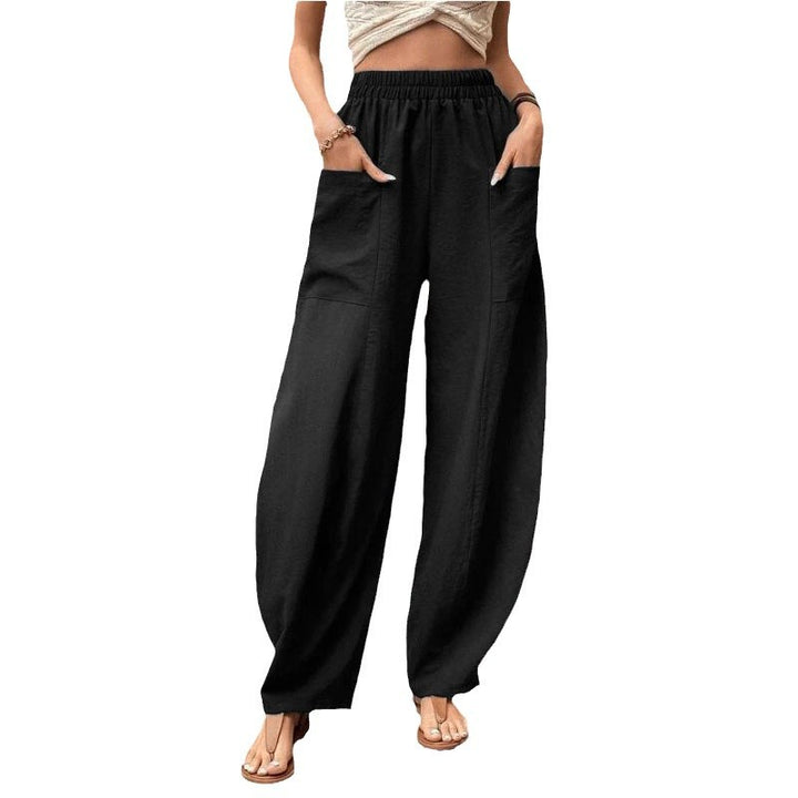 Damen Weite Palazzo-Hosen mit elastischem Bund und praktischen Taschen Drune