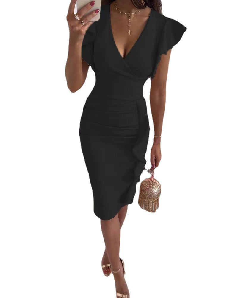 Damen Wickelkleid mit Rüschendetails Drune