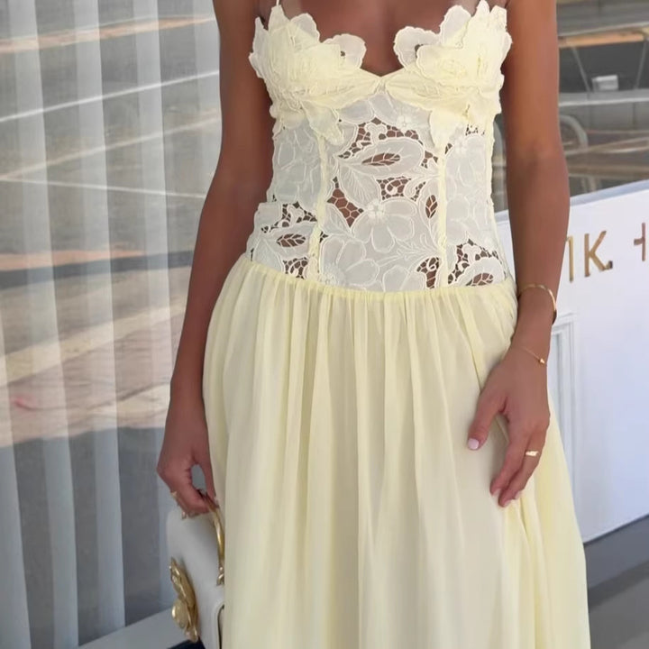 Damen Elegantes Blumendesign Kleid Drune