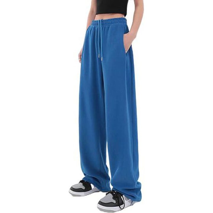 Damen nan lockerfallende Palazzohose aus Sweat mit hochgeschnittenem Komfortbund, Tunnelzug und seitlichen Eingrifftaschen Drune