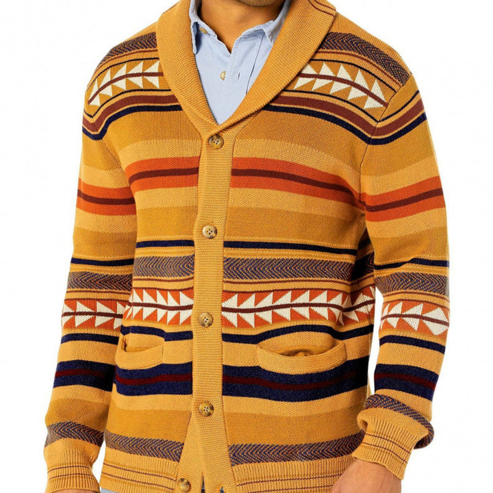 Herren Strickjacke mit geometrischem Muster und praktischen Taschen Drune