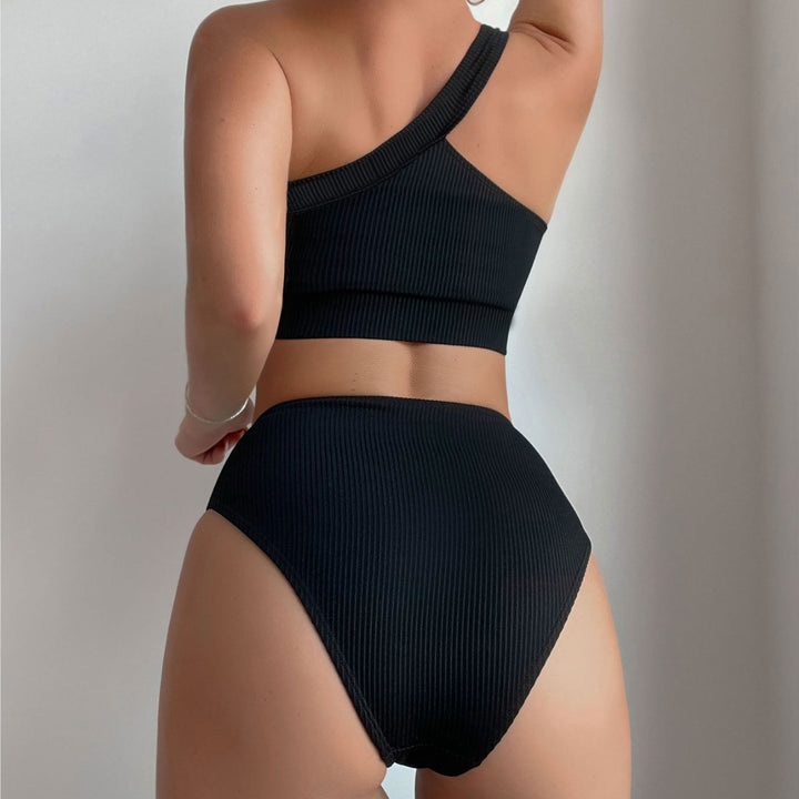 Damen Einseitig geschnittener Bikini-Top und hochtaillierte Bikinihose Drune