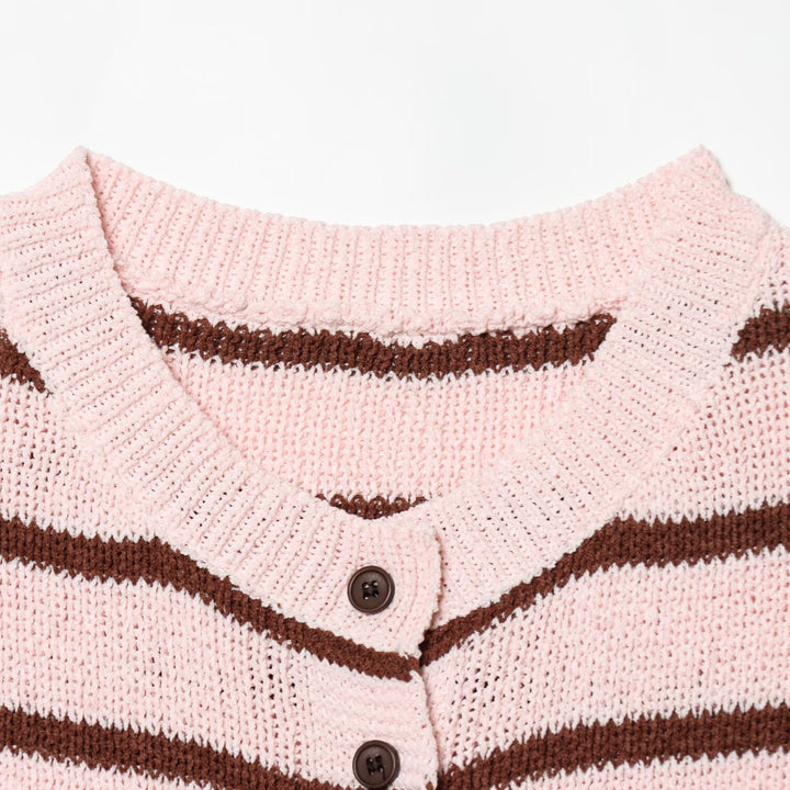 Damen Kurzarm Strickjacke mit Streifenmuster Drune