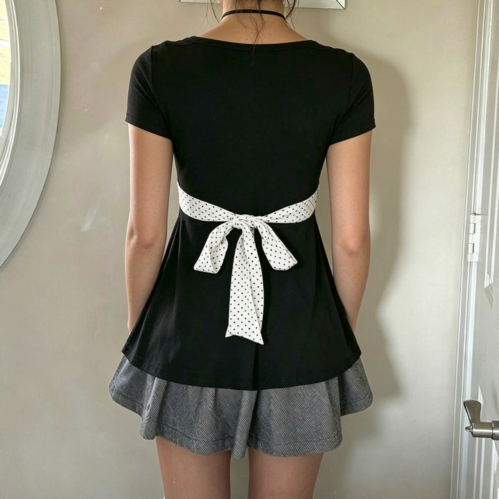Damen Elegantes Minikleid mit Herz-Ausschnitt und verspieltem Rüschendesign Drune