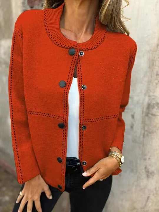 Damen Strickjacke mit Knopfleiste und edler Halslinie Drune