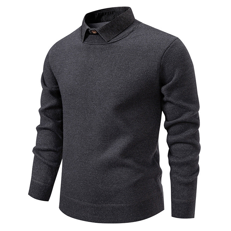 Drune | Herren Strickpullover mit Kontrastkragen