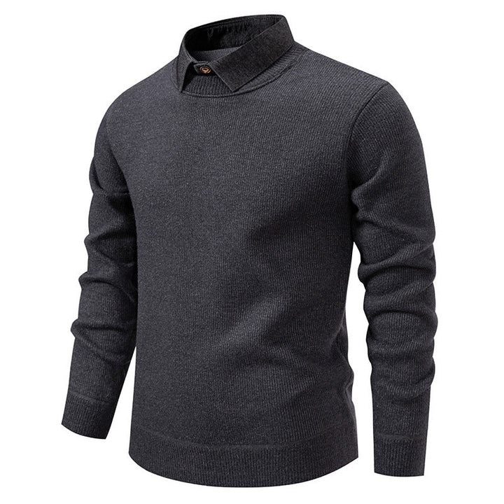 Drune | Herren Strickpullover mit Kontrastkragen
