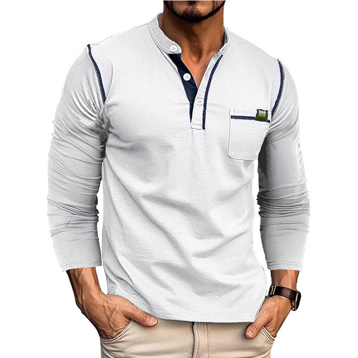 Herren Langarmshirt mit eleganter Knopfleiste und praktischer Brusttasche Drune