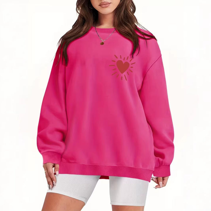 Damen Sweatshirt mit lässigem Herzmotiv und übergroßem Schnitt Drune