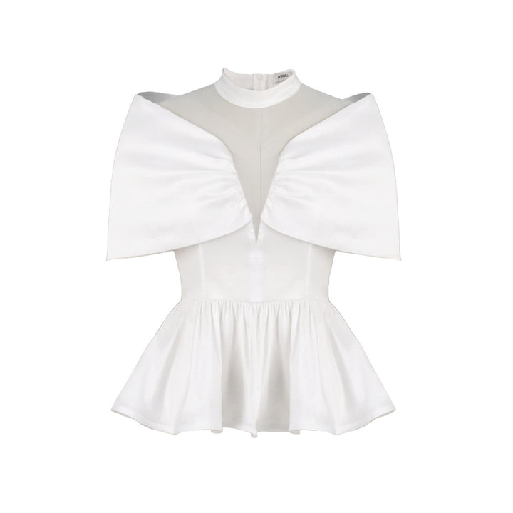 Damen elegante Peplum-Bluse mit transparenten Details Drune