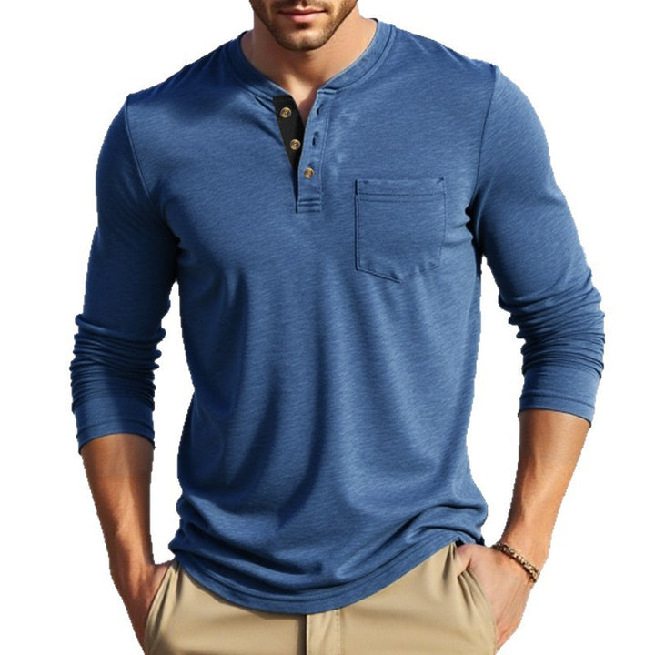 Herren Langarm-Henley-Shirt mit Knopfleiste und eleganten Akzenten Drune
