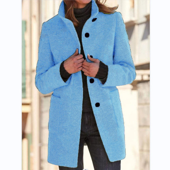 Damen elegante Wolljacke mit praktischen Taschen und Knopfverschluss Drune