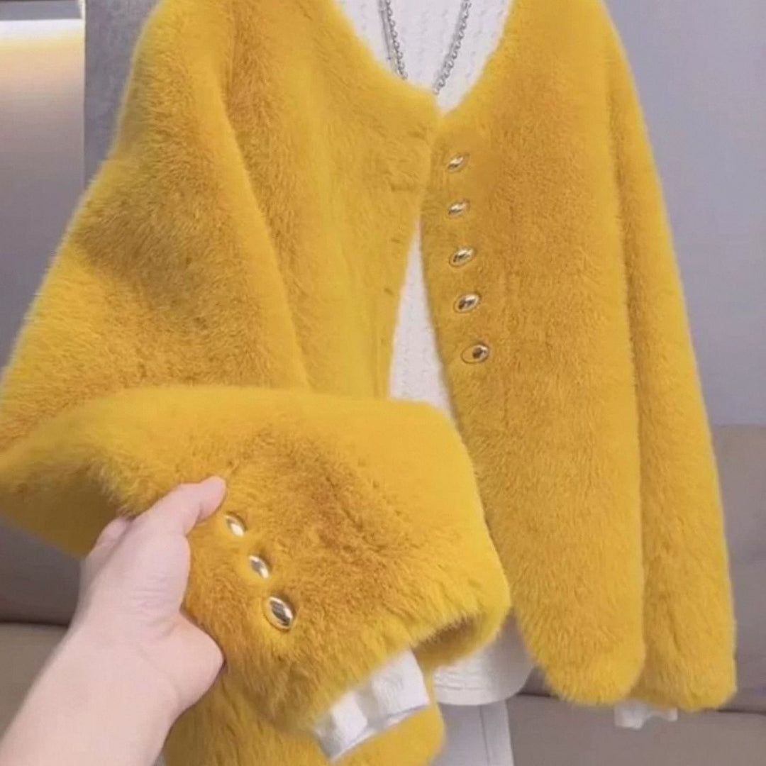 Damen Weiche Jacke mit goldenen Knopfdetails Drune