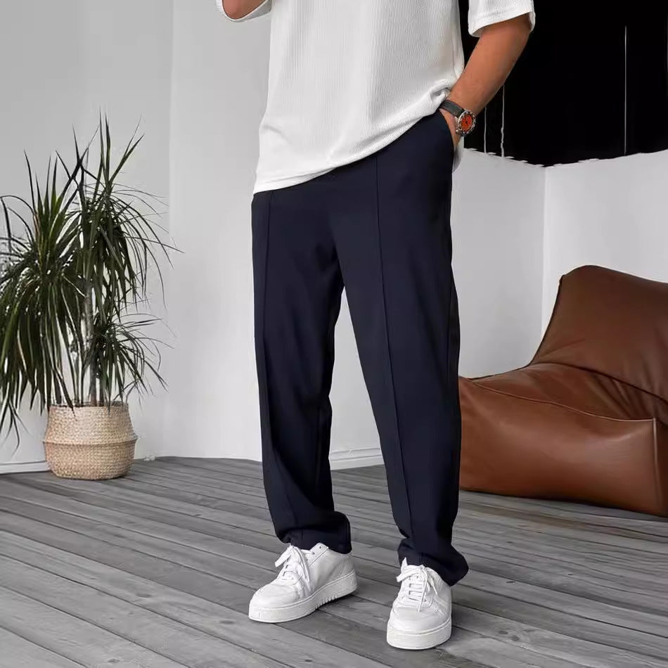 Herren elegante und bequeme Chinohose mit Falten Drune