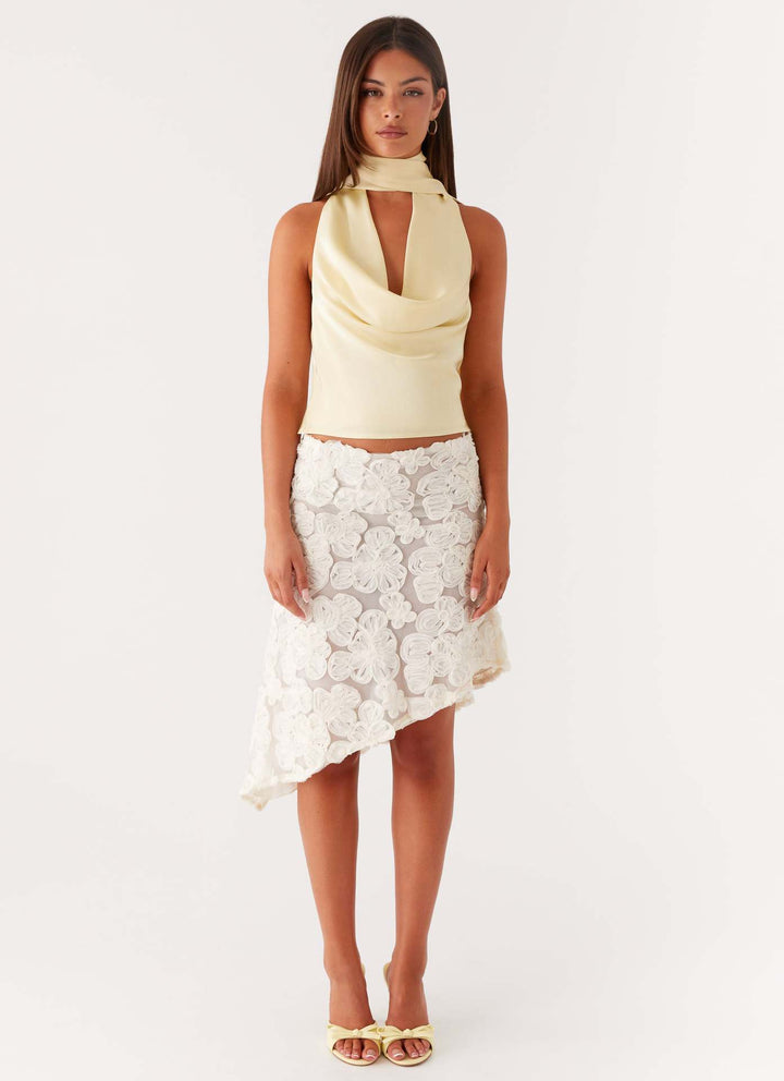 Damen elegantes Top mit tiefem V-Ausschnitt und asymmetrischem Rockdesign Drune