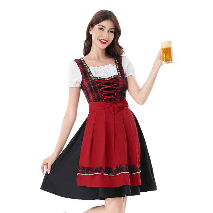 Damen nan traditionelles Dirndlkleid mit Karo-Mieder und gesteppter Schürze Drune