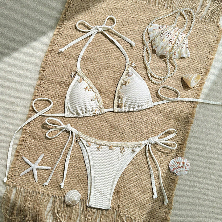 Damen Triangel-Bikini mit floralem Schmuckdetails Drune