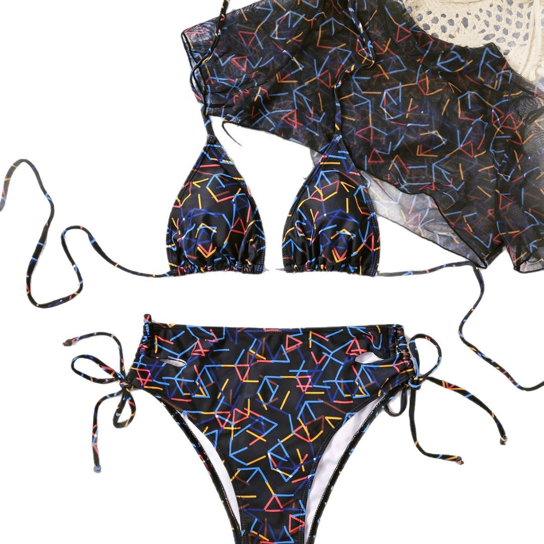 Damen Triangel-Bikini mit transparentem Übertop Drune