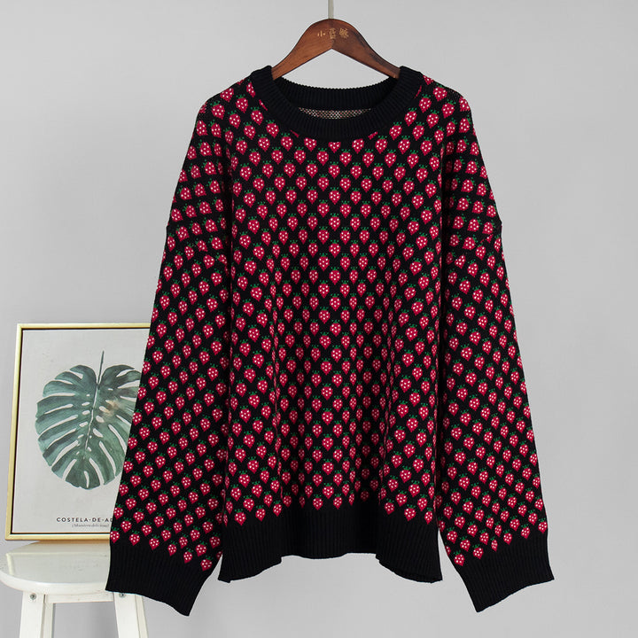Damen Oversized Pullover mit floralem Muster Drune