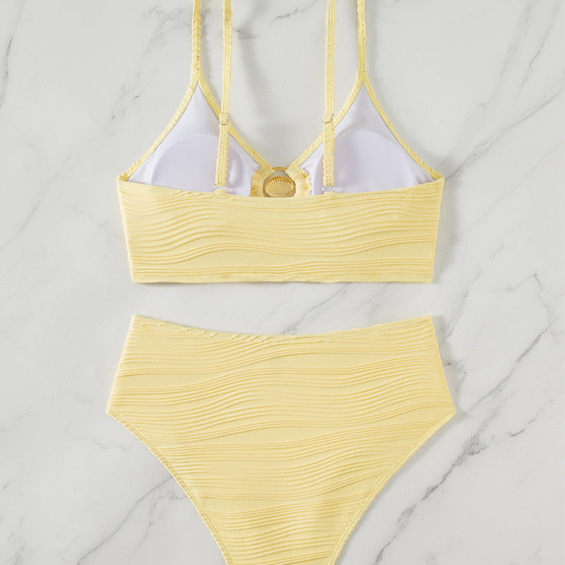 Damen Bikini-Set mit elastischem Muster und modischem Knotenverschluss Drune