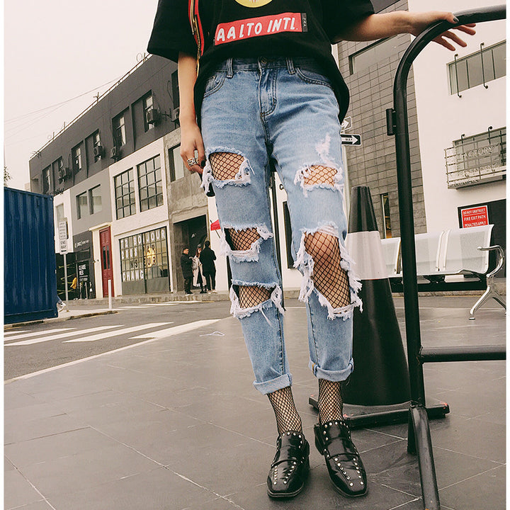 Damen Destroyed Jeans Drune