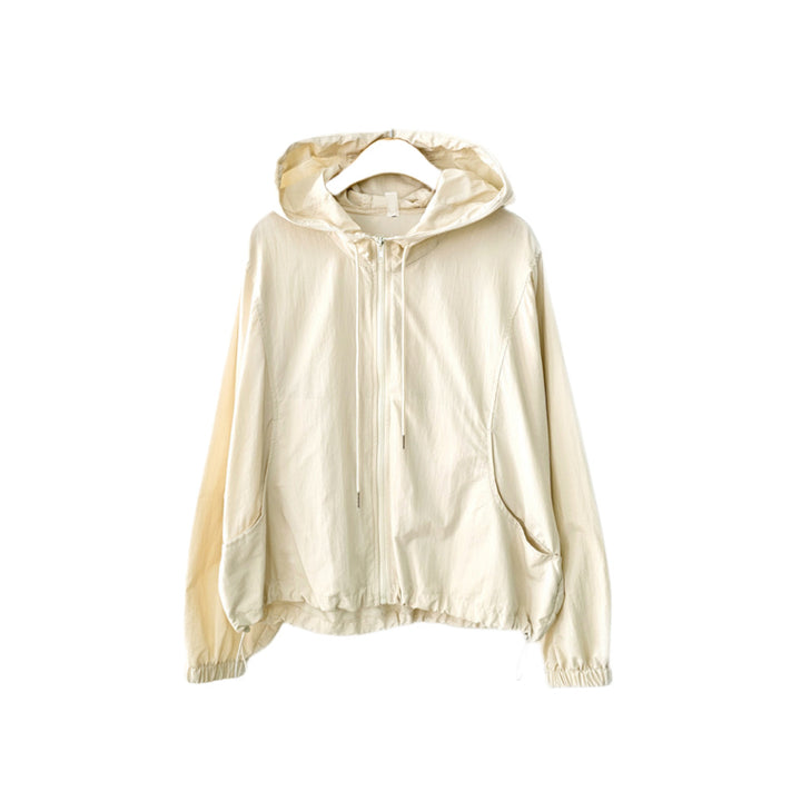 Damen lässige Windbreaker-Jacke mit verstellbarem Kordelzug Drune