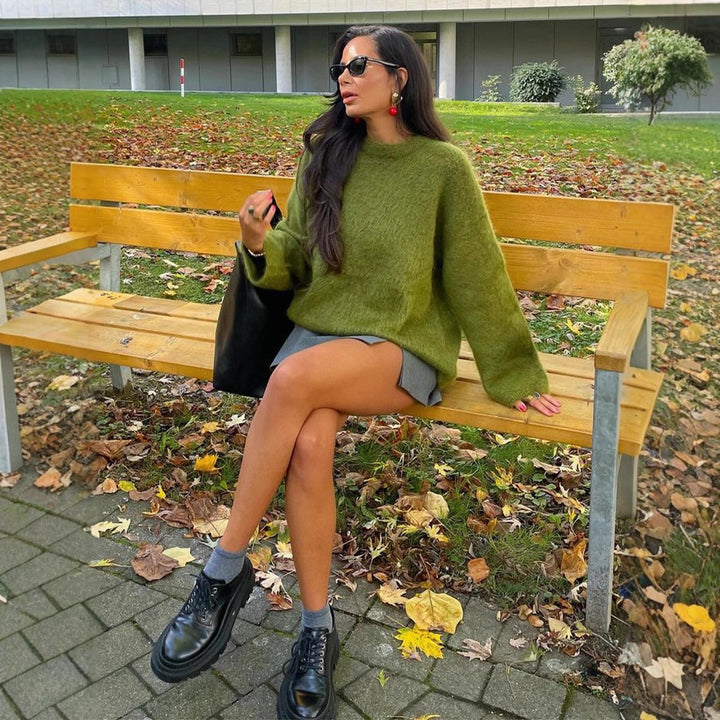 Damen weicher Strickpullover mit bequemem Schnitt Drune