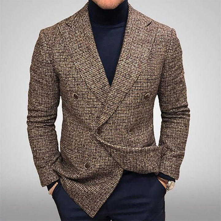 Herren zweireihiger Blazer aus hochwertigem Stoff mit modernen Details Drune
