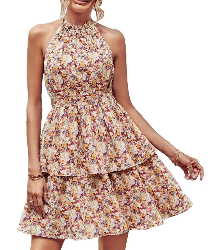 Damen Sommerkleid mit Volant und hochgeschlossenem Ausschnitt Drune