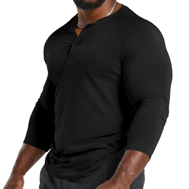 Herren Langarmshirt mit Knopfleiste und modischem Schnitt Drune