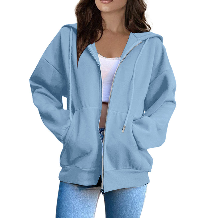 Damen Oversized Kapuzenjacke mit durchgehendem Reißverschluss und praktischen Taschen Drune