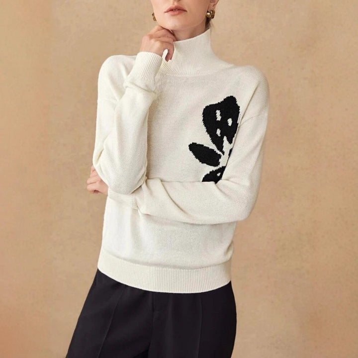 Damen Rollkragenpullover mit floralem Design Drune