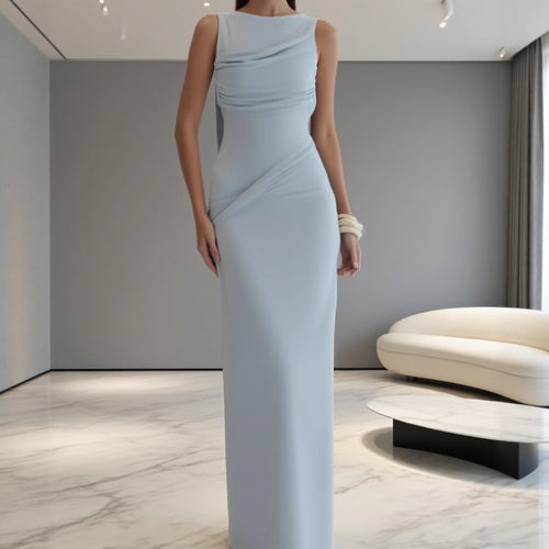 Damen Elegantes Maxi-Kleid mit raffinierter Drapierung und asymmetrischem Schnitt Drune