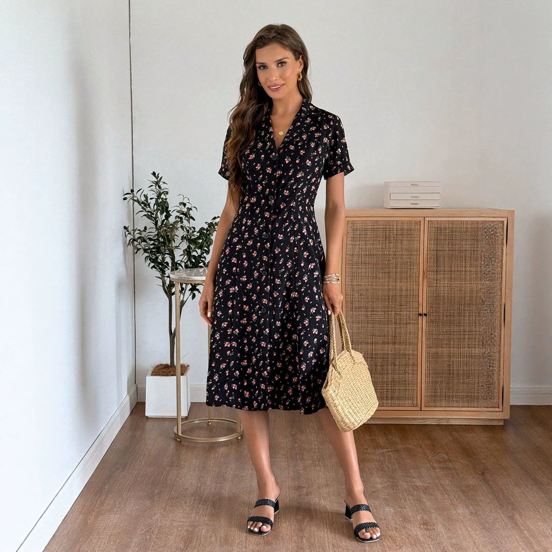 Damen Hemdblusenkleid mit floralen Details Drune