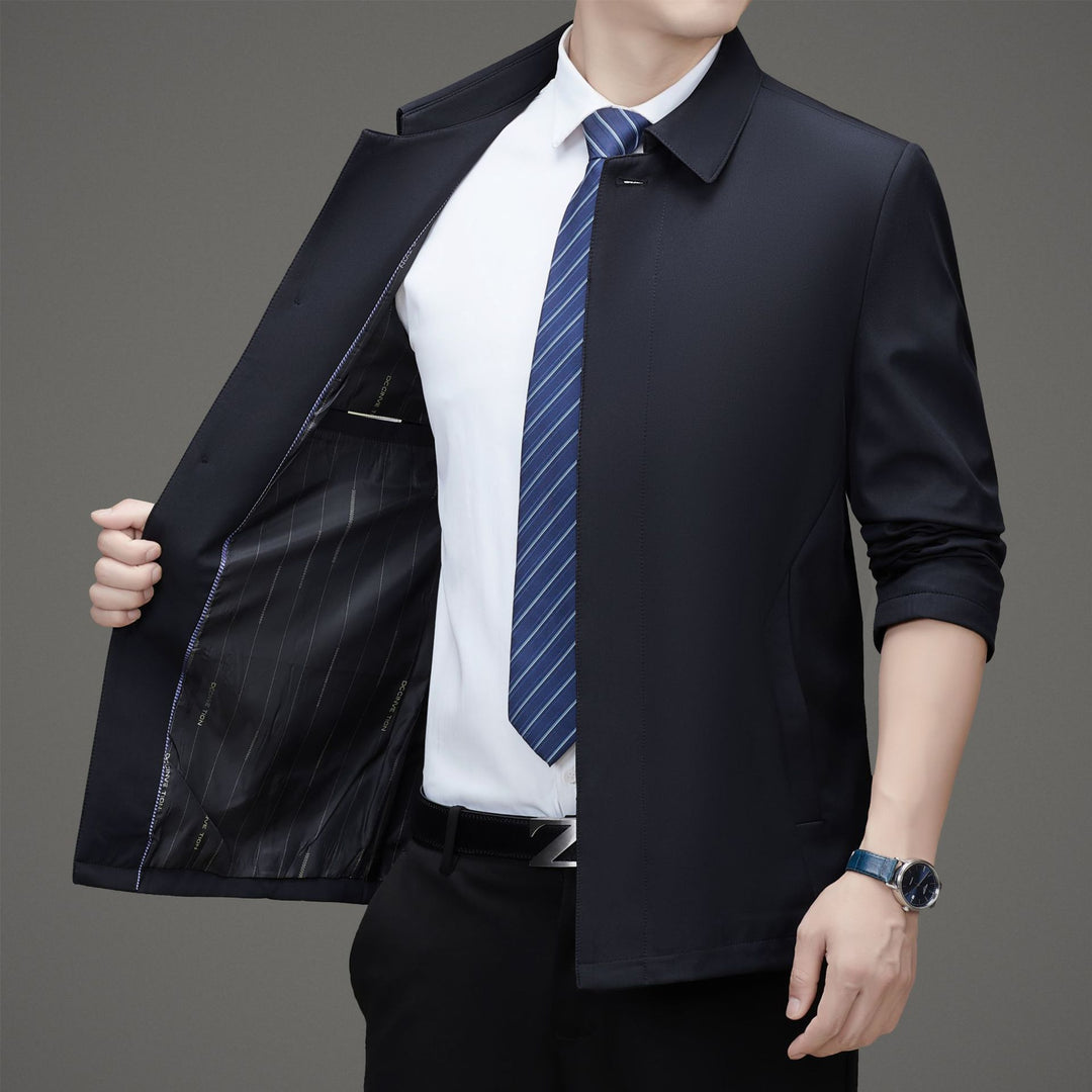 Herren Sportliche Übergangsjacke mit innovativem Stehkragen und funktionalen Reißverschlusstaschen Drune