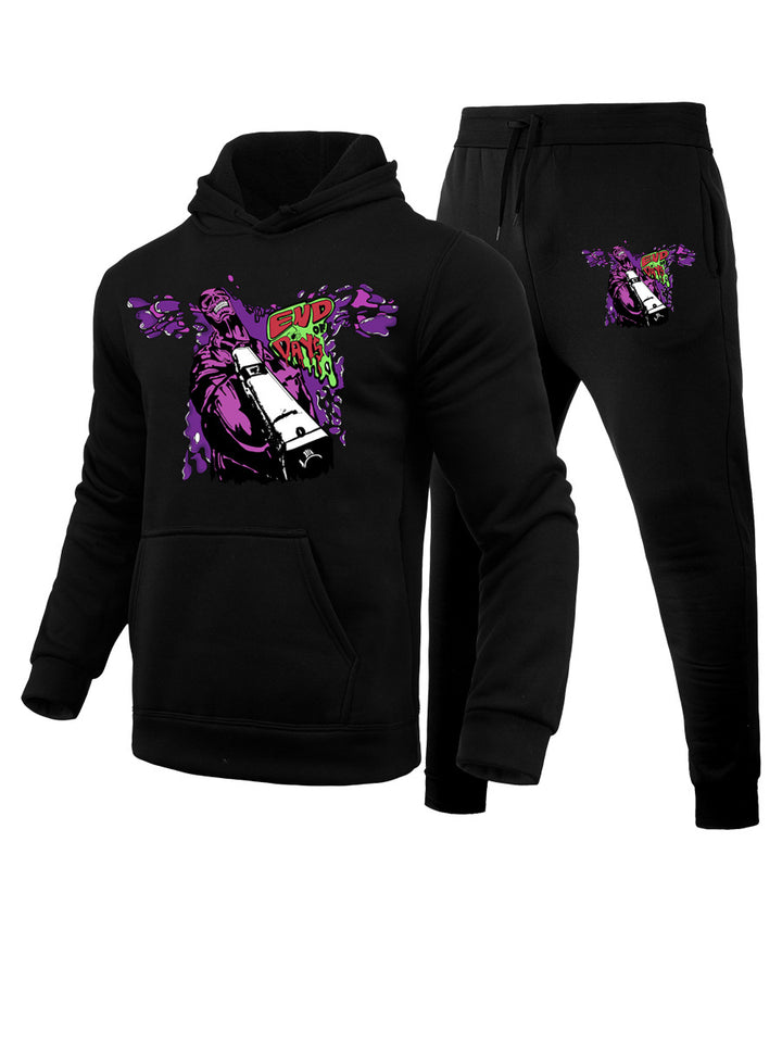 Herren Urbaner Kapuzenpullover mit grafischem Design und Jogginghose Drune