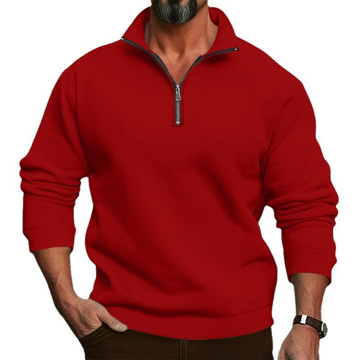 Herren Sweatshirt mit halblangem Reißverschluss und weichem Innenfutter Drune