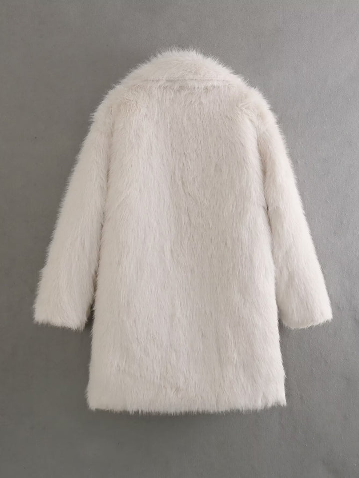 Damen Fleece-Mantel mit doppeltem Revers Drune