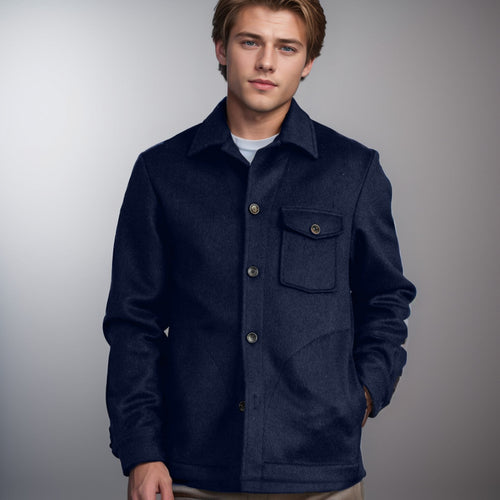 Herren elegante Bouclejacke mit praktischen Taschen Drune